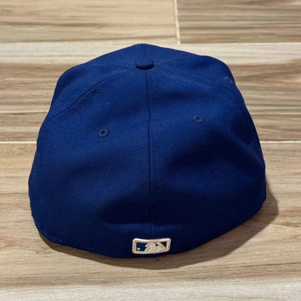 New Era 59FIFTY Atlanta Braves Fitted Hat Blue Wool King Side Patch 7 3/4 MLB
